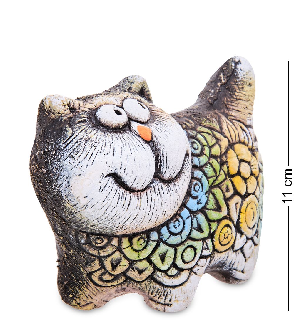 KK-143 Фигурка «Кот-Цветочный» шамот