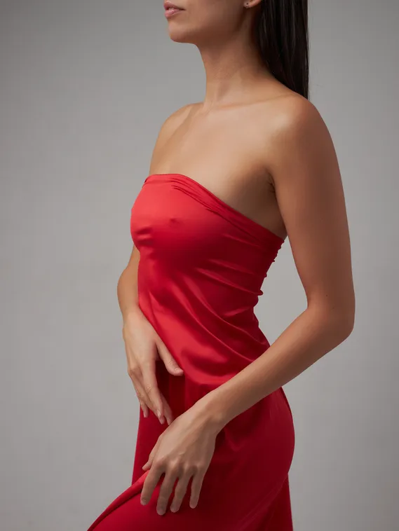 Атлас (сатин) эластичный бельевой, красный 100