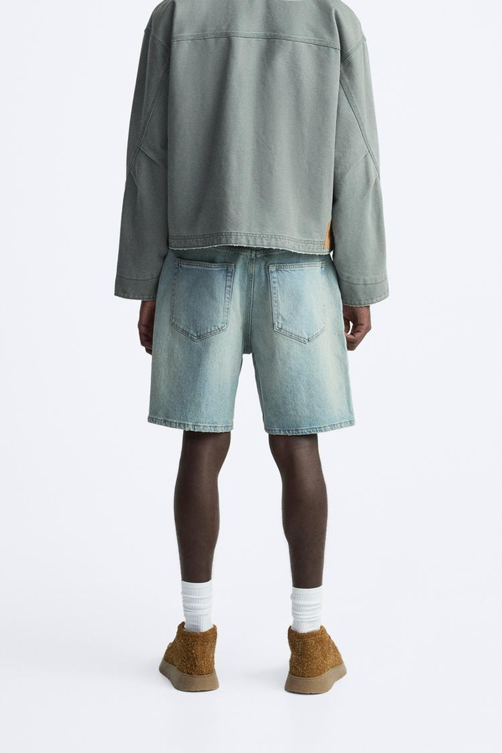 ZARA БАЗОВЫЕ ДЖИНСОВЫЕ ШОРТЫ, ВЫЦВЕТШИЙ СИНИЙ