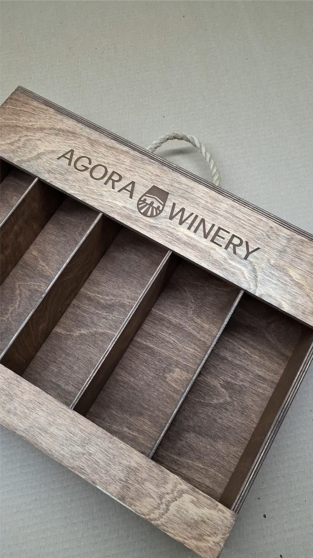 Короб винный деревянный серия "ОТКРЫТЫЕ" №5 (тип 2-2), на 5 бутылок, коричневый цвет