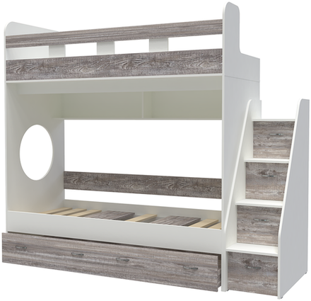 Трехъярусная кровать КарИВи Юниор  Белый  Бетон