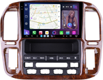 Магнитола для Toyota Land Cruiser 100, Lexus LX470 1998-2002 (климат на ШГУ, рамка дерево) - FarCar GX9-9608F4 монитор 9.5" 2K QLED на Android 14, TS20, 6+128Гб, CarPlay, 4G SIM-слот