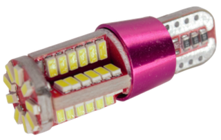 Светодиод 12V T10 57SMD WHITE CAN 2.2w (без цок) ОБМАНКА белый на красном фоне четырехрядная #X0060