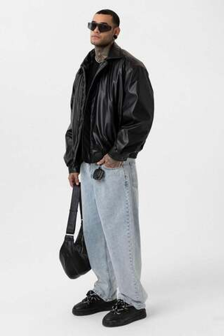 Куртка оверсайз осенняя на резинке чёрная