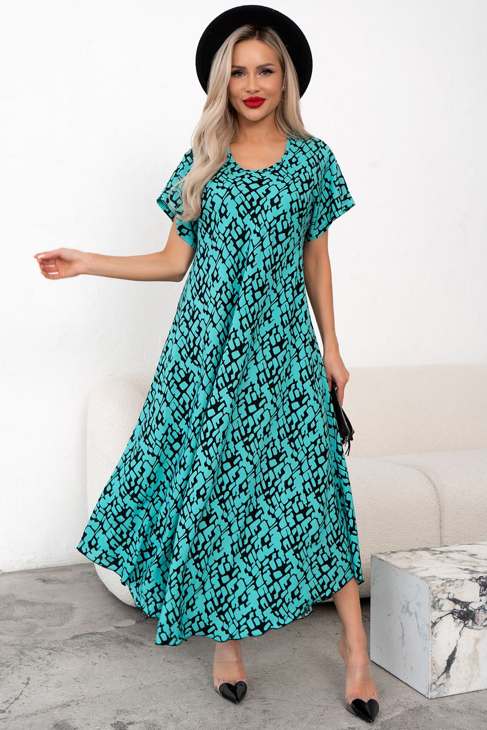Платье Магия лета (бирюза/черный) Р11-867/34 Nikol