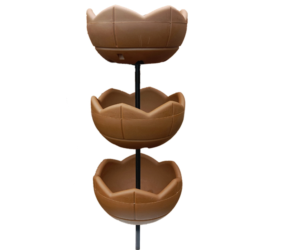 Садовый цветник Гейзер-3 с вазонами 500, терракотовый, высота 1450