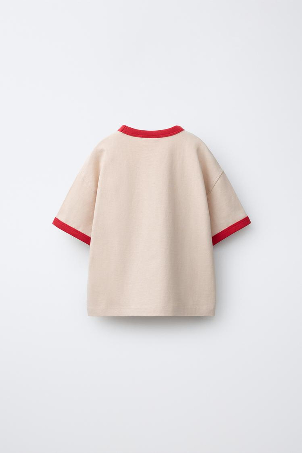 ZARA ФУТБОЛКА С КОНТРАСТНЫМИ ДЕТАЛЯМИ, ЦВЕТ СЛОНОВОЙ КОСТИ