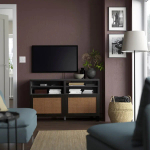 Тумба под ТВ с дверцами - IKEA BESTÅ/BESTA/БЕСТО ИКЕА, 42х74х120 см, черный/светло-коричневый