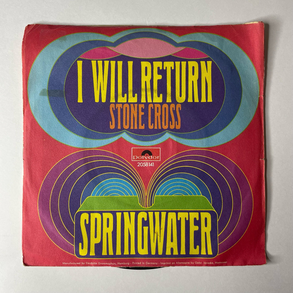 Винтажная виниловая пластинка 7 дюймов (маленькая пластинка) Springwater I Will Return (Германия 1971)