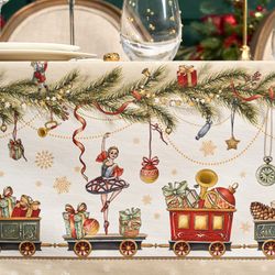 СКАТЕРТЬ "ЩЕЛКУНЧИК" 140Х300СМ БЕЖЕВЫЙ ,100%ХЛОПОК ,ТВИЛ