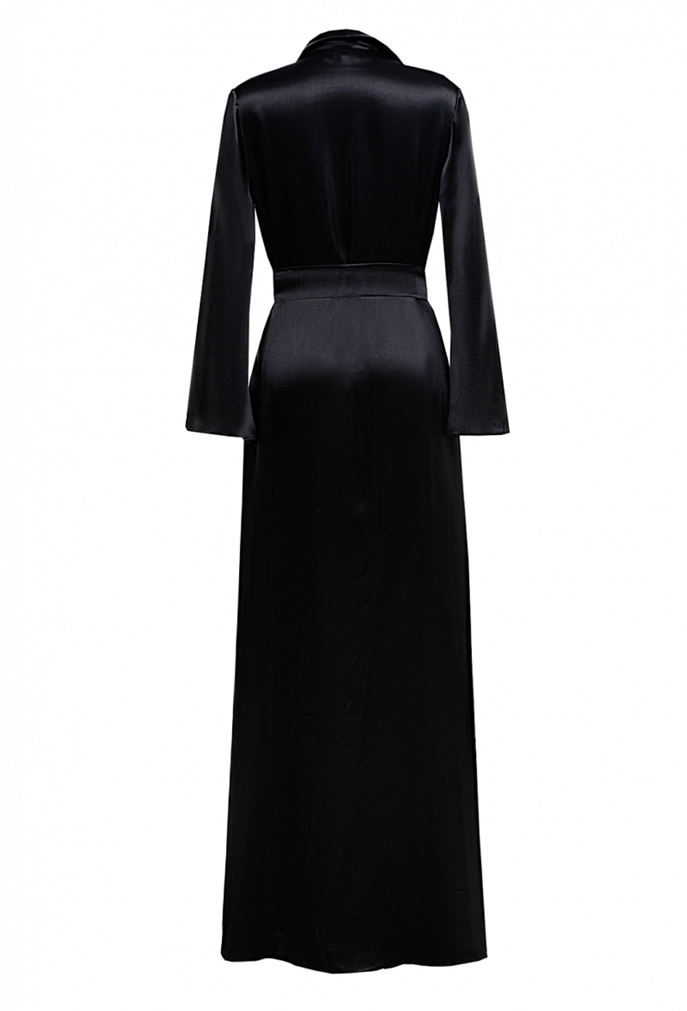 Платье-халат без застежки черное 23-02-24 SS