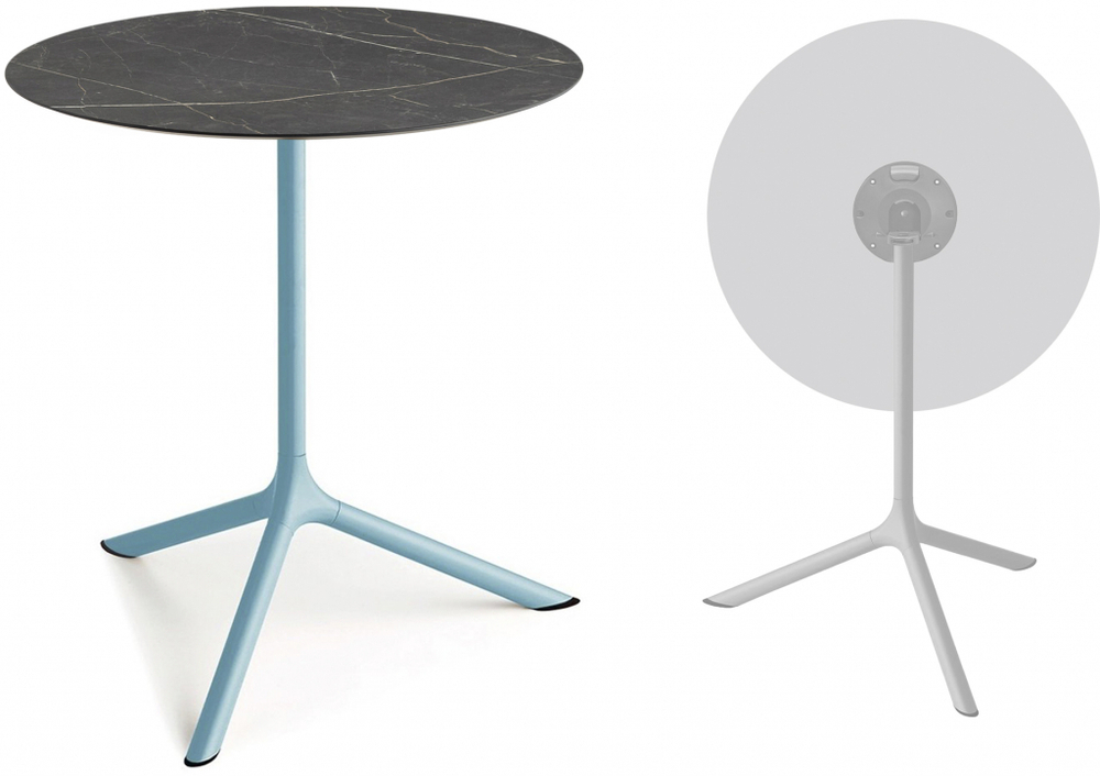 Стол ламинированный обеденный складной Scab Design Tripe Maxi Folding, голубой, черный мрамор Сахара