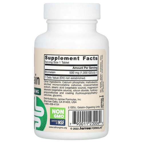 Jarrow Formulas, веганский бромелаин, 500 мг, 60 таблеток