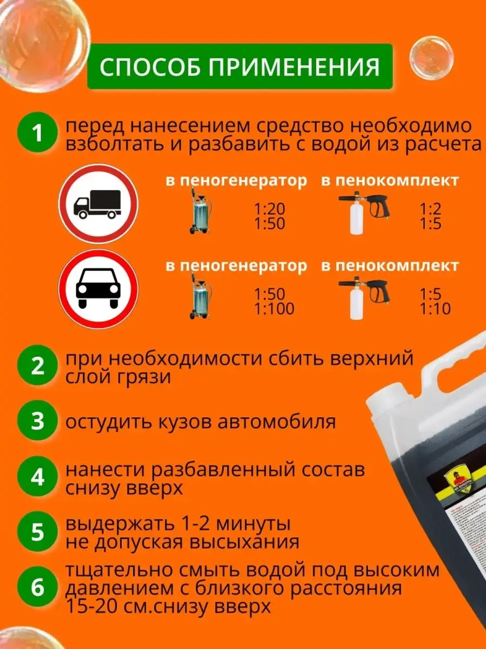 Автошампунь для бесконтактной мойки 5 литров концентрат