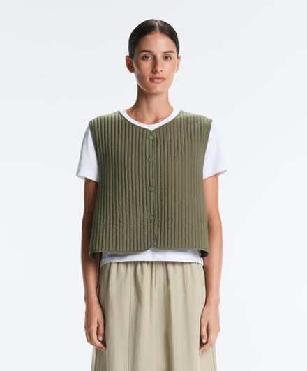 OYSHO Тонкий стеганый нейлоновый жилет, хаки