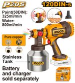 Краскораспылитель аккумуляторный 20В 800 мл/мин INGCO CSGLI20041