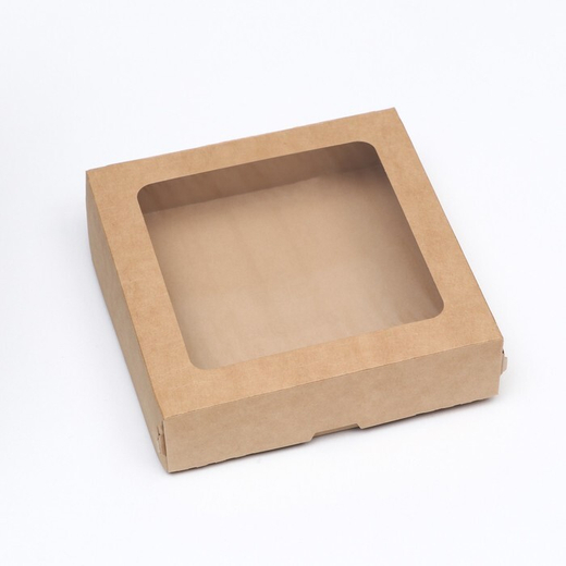 Коробка 15 х 15 х 4 см с окошком и ламинацией