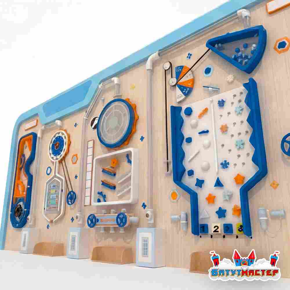 Детская интерактивная стена «Технолаб», с механическими маршрутами