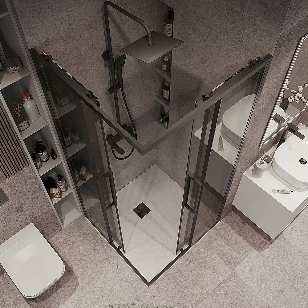 Душевой уголок Grossman Cosmo 300.K33.02.1010.21.10 100x100 стекло тонированное/профиль черный матовый