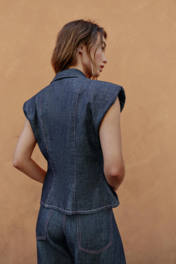 ZARA РУБАШКА С БАСКОЙ, ИНДИГО