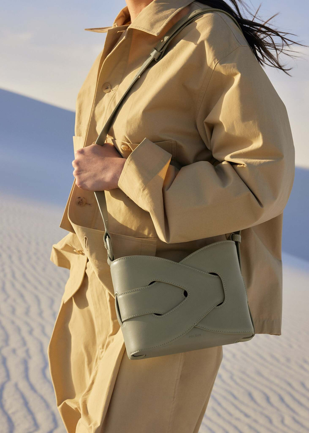 Сумка Polene NODDE EDITION SMOOTH OLIVE