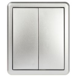 Выключатель ЭРА Эксперт 11-1204-03 двойной 10АХ-250В IP20 ОУ алюминий