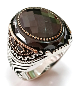 Мужское кольцо из серебра с чернением и позолотой