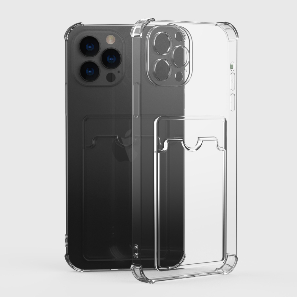 Накладка iPhone 13 Pro Max силикон прозрачный с отделом для карт