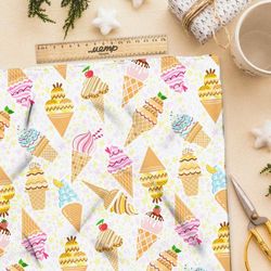 Ткань саржа мороженное в стаканчике