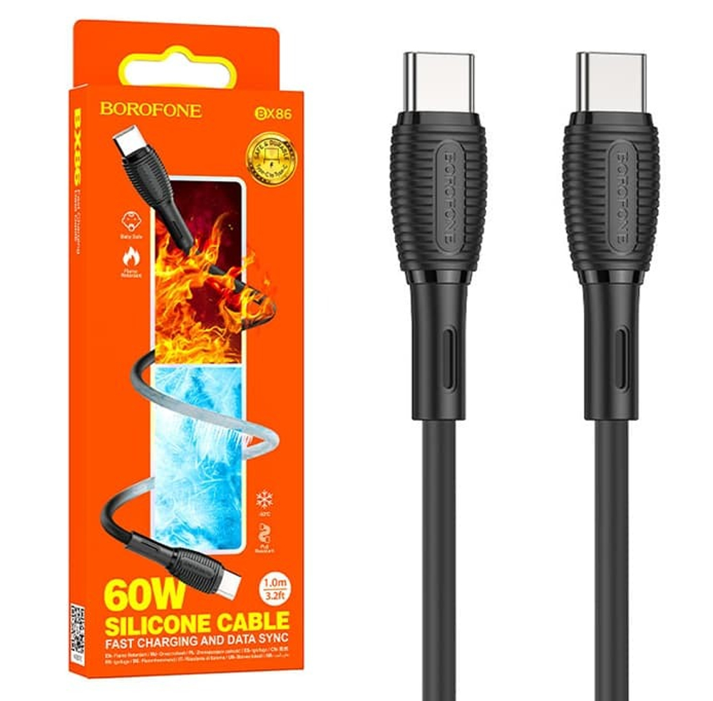 Кабель USB - TypeC BOROFONE BX86 Silicone (черный) 1м