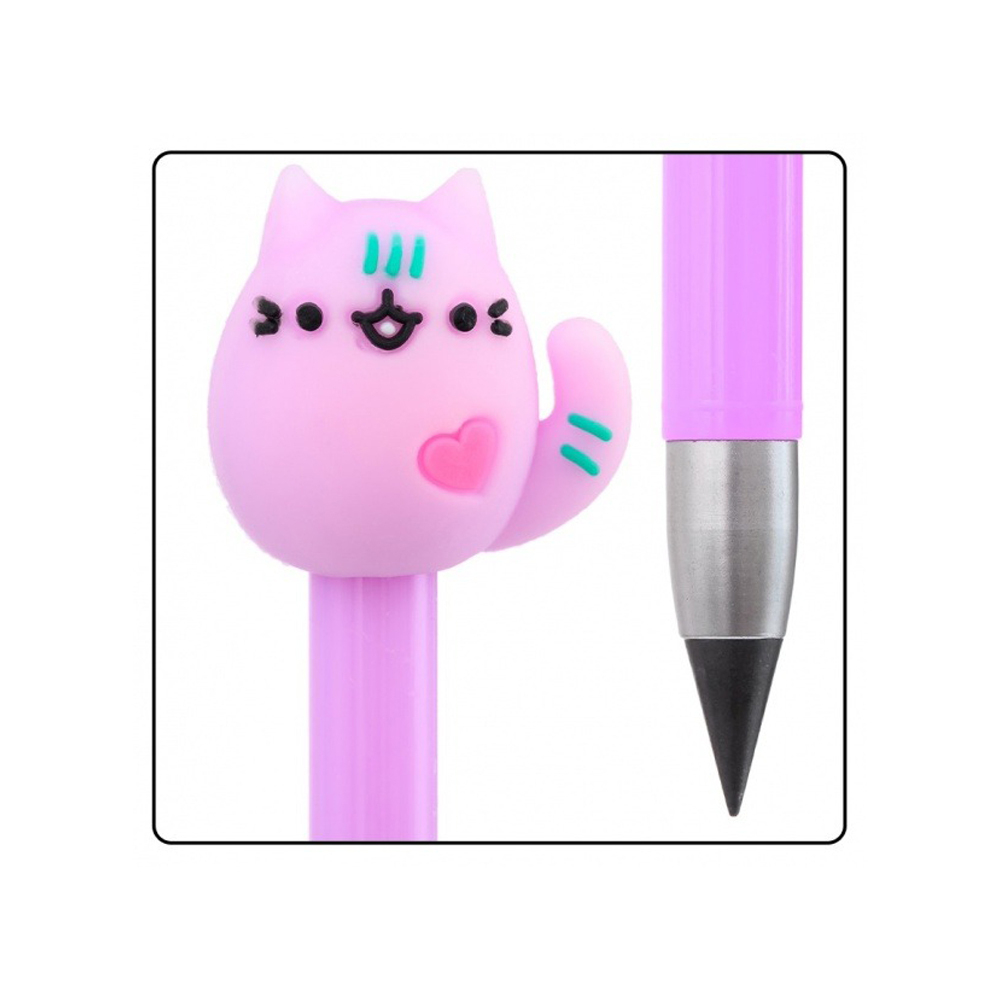 Карандаш вечный, чернографитный, Basir, серия "Котик", с фигуркой на корпусе