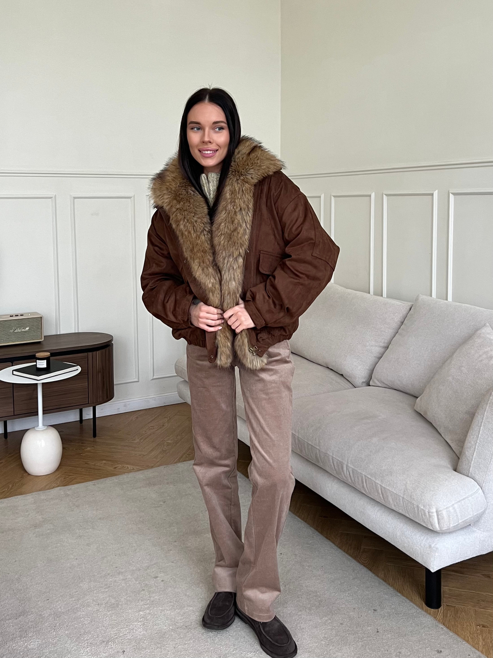 Парка замшевая шоколад