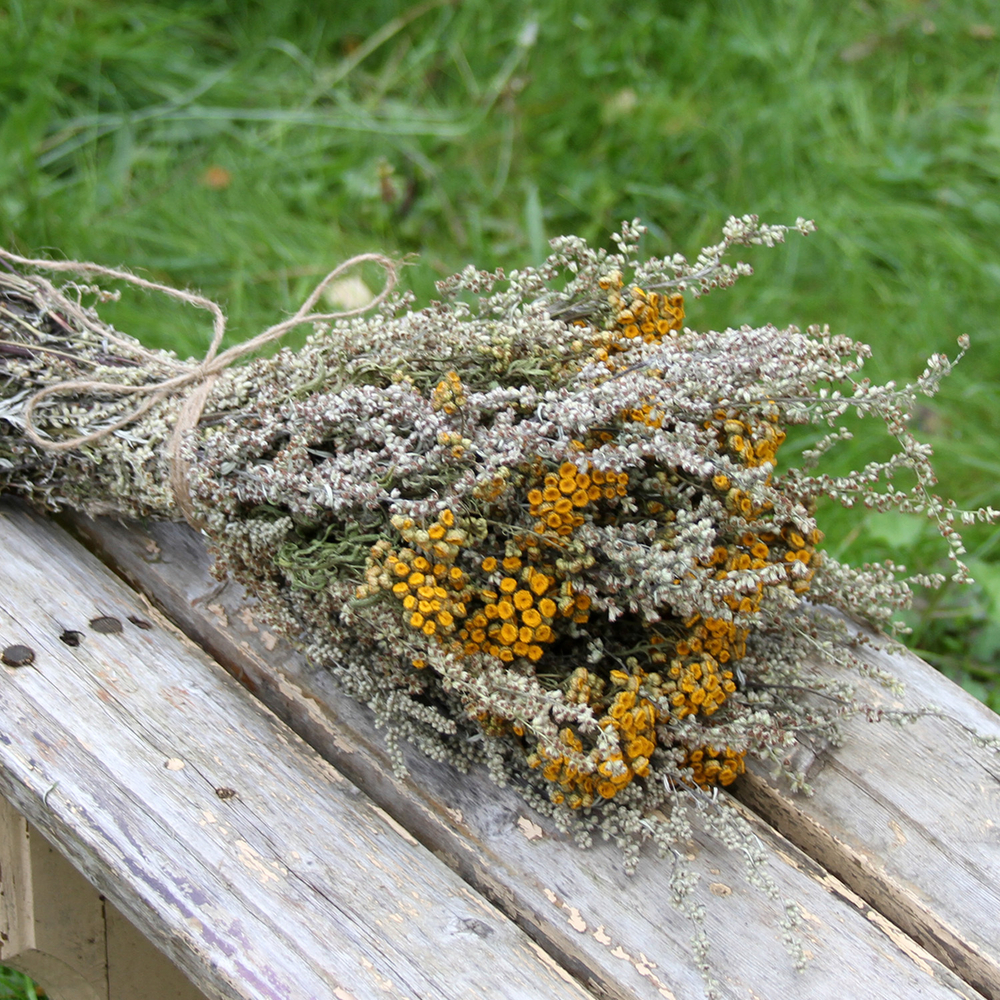 Букет сухоцветов Пижма и Полынь 30х25 см