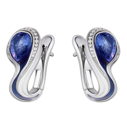 Серьги с Танзанитами и Бриллиантами, Эмаль, E0123-40/1