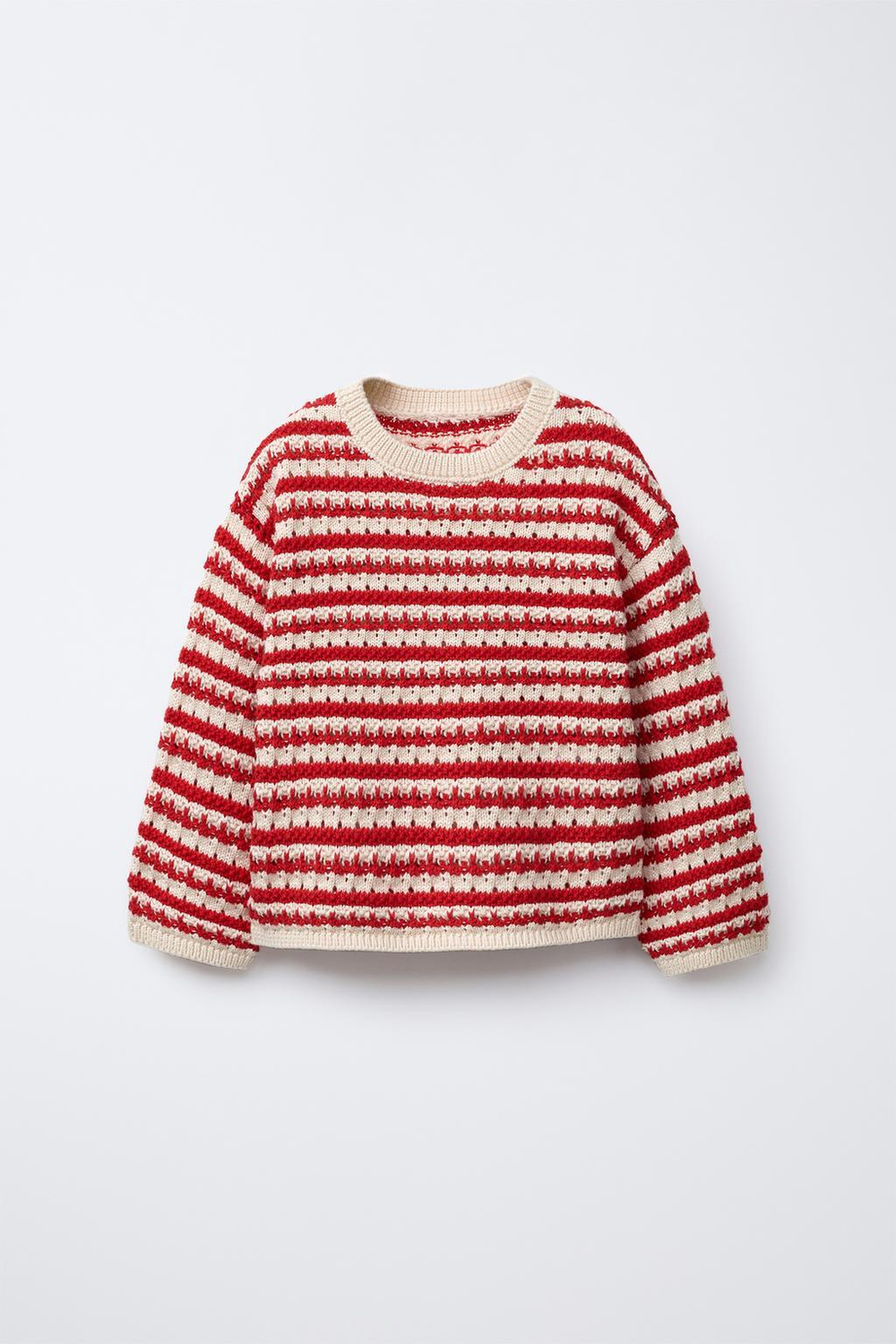 ZARA СВИТЕР КРУПНОЙ ВЯЗКИ В ПОЛОСКУ, КРАСНЫЙ