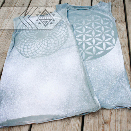 Платье детское серое с принтом "Цветок жизни" | Chintamani