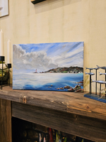 Картина авторская акрилом интерьерная на холсте 27*41 см для интерьера "Отражение неба"