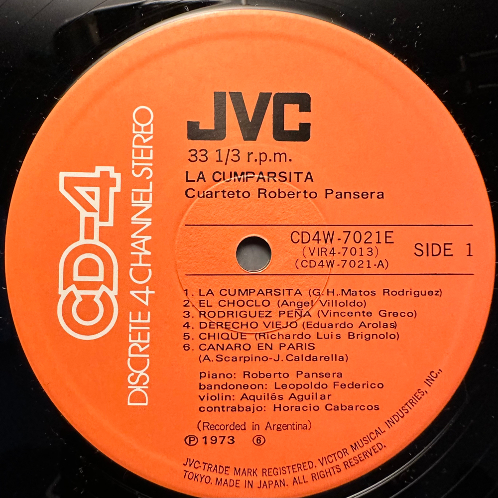 Roberto Pansera With Leopoldo Federico, Aquiles Aguilar, Horacio Cabarcos - La Cumparsita (Япония 1972г.)