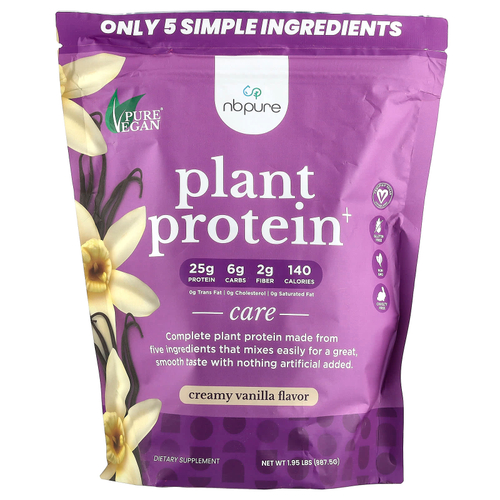 NB Pure, Plant Protein +, кремовая ваниль, 887,5 г (1,95 фунта)