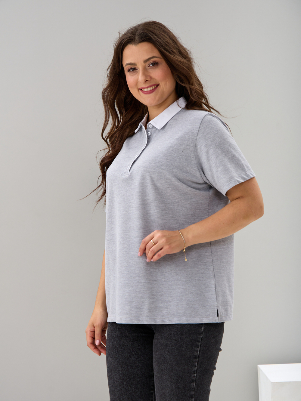 Блузка БЛк-143/пике-серыймеланж