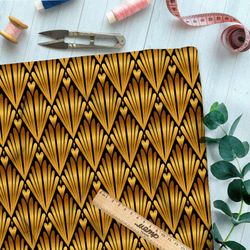 Ткань шифон крупный золотой узор в виде ракушки