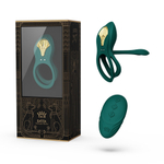 Зеленое эрекционное виброкольцо для пар с пультом ДУ + управление через приложение Zalo Bayek Vibrating Couples Ring Turquoise Green