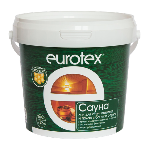Лак для бань и саун ЕВРОТЕКС САУНА шелковисто-матовый 0,9кг "РОГНЕДА", 13234