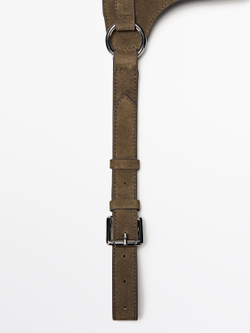 Massimo Dutti Поясная сумка из замши с двумя отделениями, хаки