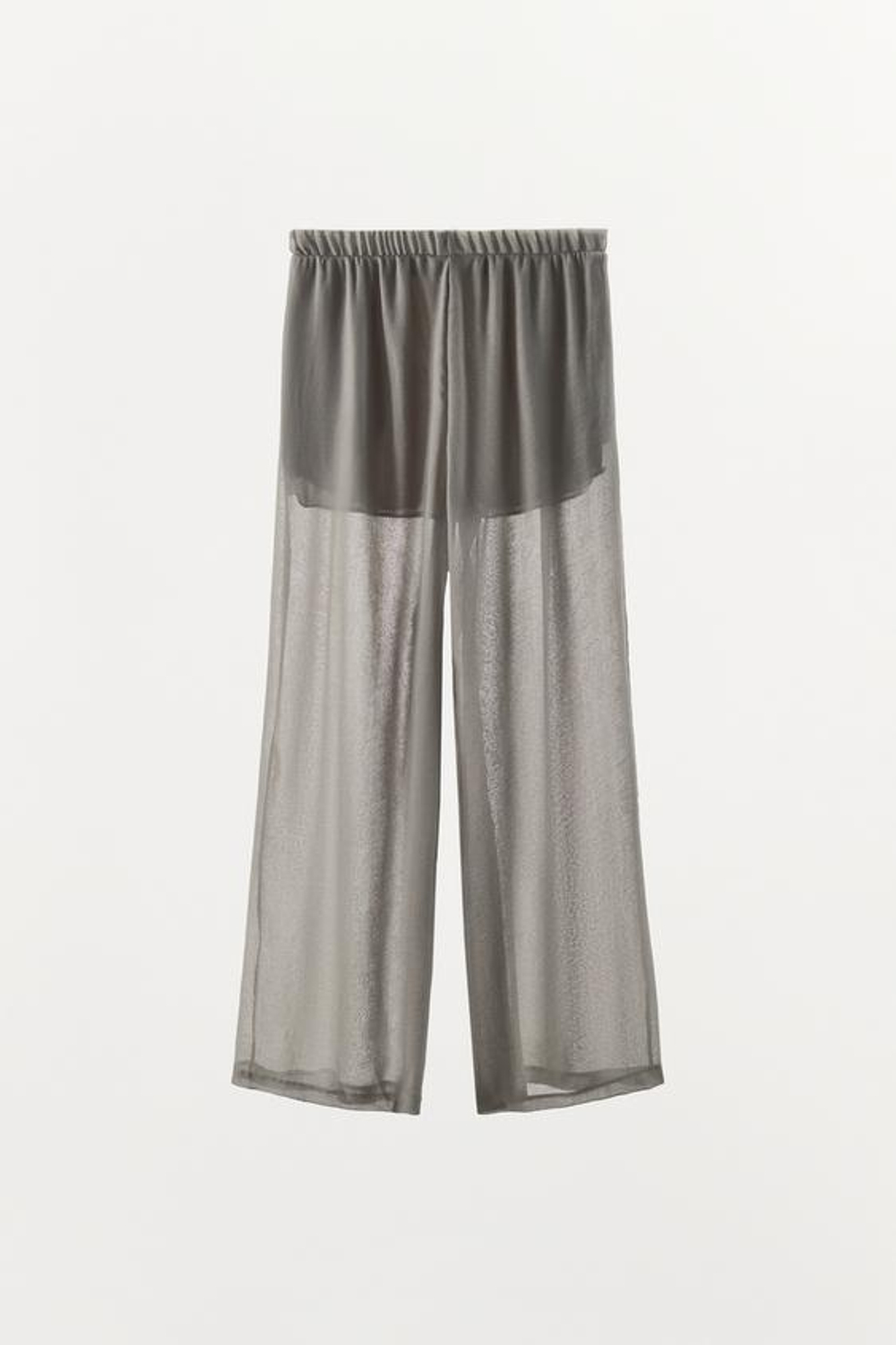ZARA ПОЛУПРОЗРАЧНЫЕ БРЮКИ ПАЛАЦЦО, МЯГКИЙ СЕРЫЙ