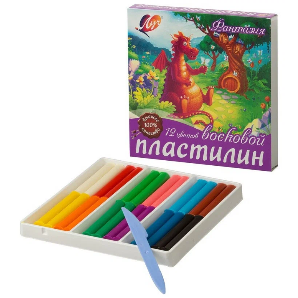 Пластелин Луч восковой 12 цветов