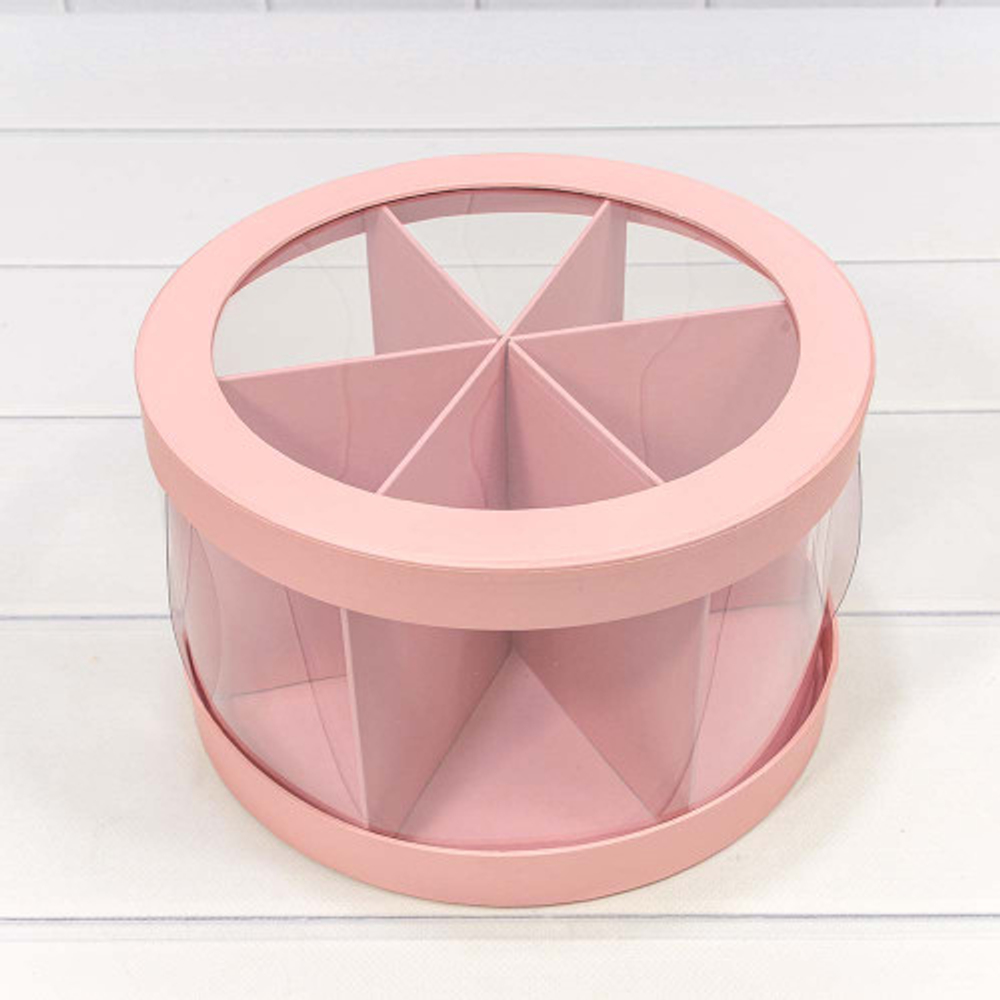 Коробка сборная 25х15 см с окошком (Розовый)