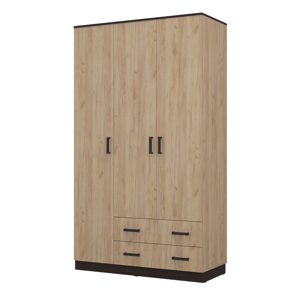 Шкаф ЛОФТ-2 3-х створчатый (дуб крафт золотой /венге) Милана