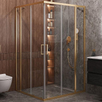 Душевой уголок Cezares Molveno 130x120 AH-22-130/120-C-BORO-IV стекло прозрачное/профиль золото брашированное