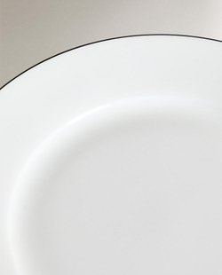 ZARA HOME ДЕСЕРТНАЯ ТАРЕЛКА ИЗ КОСТЯНОГО ФАРФОРА С КАЙМОЙ, БЕЛЫЙ/ЧЕРНЫЙ
